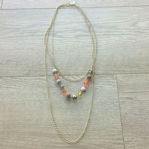 Rachel Gold Tone Three Tier Necklace